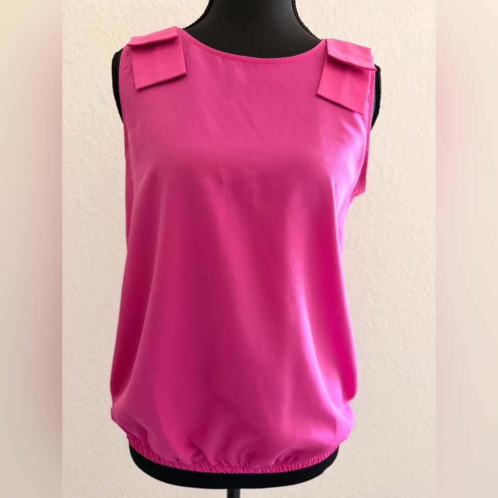 ZARA Pink Sleeveless Blouse | Shoulder Bow Detail Feminine Top